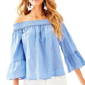 Lilly Pulitzer Moira Striped Off the Shoulder Blouse